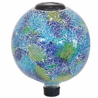 Azul Terra Gazing Ball with LED Solar Light Crackled Glass Globe Garden Art 10