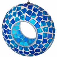 Sunnydaze Glass Blue Mosaic Fly-Through Hanging Bird Feeder - 6 in