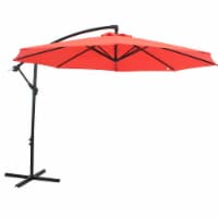 Sunnydaze Offset Outdoor Patio Umbrella with Crank - 9.5 Foot - Cherry