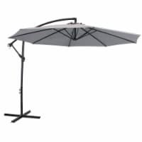 Sunnydaze Offset Outdoor Patio Umbrella with Crank - 9.5 Foot - Smoke