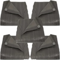 Sunnydaze 12x16' Reversible Waterproof Multi Purpose Poly Tarp - 5 PK -Dark Gray
