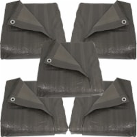 Sunnydaze 16x20' Reversible Waterproof Multi Purpose Poly Tarps- 5 PK -Dark Gray