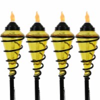 4-Pack Patio Torches Metal Swirl Yellow Glass Outdoor Lawn Garden Tabletop Decor