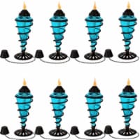Sunnydaze Swirled Metal/Glass Outdoor Tabletop Torch - Blue - Set of 8