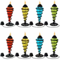 8-Pack Tabletop Patio Torches Metal Swirl Multi-Color Glass Outdoor Table Décor