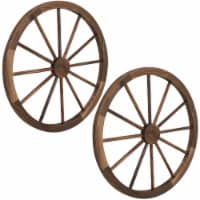 Sunnydaze Wagon Wheel Indoor/Outdoor Statue - 29 in - Set of 2 - Natural