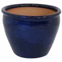 Sunnydaze 15 in Chalet High-Fired Glazed Ceramic Planter - Imperial Blue
