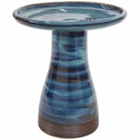 Sunnydaze Duo-Tone Outdoor Glazed Ceramic Bird Bath - 20.5 in - Galaxy Blue