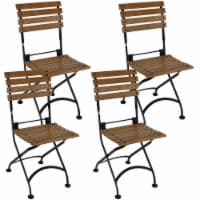 Sunnydaze European Chestnut Wood Folding Bistro Dining Chair - Set of 4