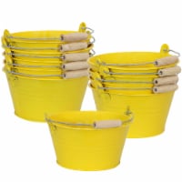 Sunnydaze Galvanized Steel Bucket Planter with Handles - Yellow - Set of 10