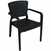 Sunnydaze Segonia Plastic Stackable Arm Chair - Indoor or Outdoor - Black