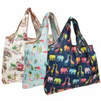 Wrapables Large Nylon Reusable Shopping Bags (Set of 3), Animals + England