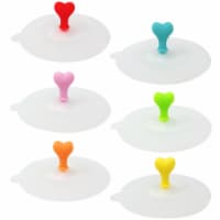 Wrapables Silicone Cup Lids, Anti-Dust Covers for Beverages (Set of 6), Hearts
