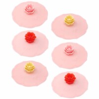 Wrapables Silicone Cup Lids, Anti-Dust Covers for Beverages (Set of 6), Flowers