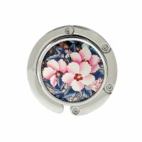 Wrapables Scenic Purse Hook Hanger, Foldable Handbag Table Hanger, Blush Pansies