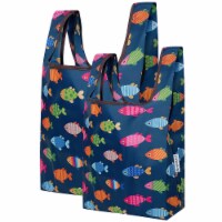 Wrapables JoliBag Collection Reusable Shopping Bag (Set of 2), Rainbow Fishies
