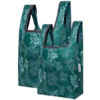 Wrapables JoliBag Collection Reusable Shopping Bag (Set of 2), Green Rose Shadow