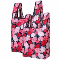 Wrapables JoliBag Collection Reusable Shopping Bag (Set of 2), Pink Roses