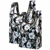 Wrapables JoliBag Collection Reusable Shopping Bag (Set of 2), White Pansies