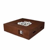 Lexora LB107042SK00000 42 in. Brenta Outdoor Square Gas Firepit Table in Rustic, Brown