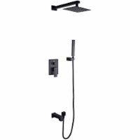 Monte Celo Set, 8" Square Rain Shower and Handheld, Matte Black