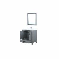 30" Dark Grey Single Vanity, Cultured Marble Top, White Square Sink and 28" Mirror
