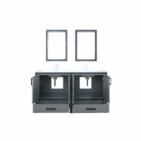 60" Dark Grey Double Vanity, Cultured Marble Top, White Square Sink and 22" Mirrors w/ Faucet