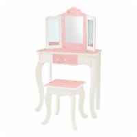 Fantasy Fields Kids Vanity Table Set Little Girl Makeup Dressing Desk Pink/White