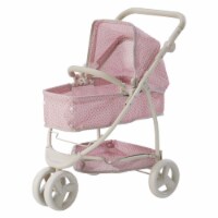 Polka Dots Foldable Princess 2-in-1 Baby Doll Jogging Stroller, Doll Pram, Pink