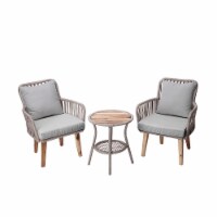 Teamson Home Indoor/Outdoor 3 Piece Wicker Bistro Table and Chairs Patio Set, Tan/Brown