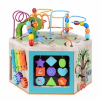 Teamson Kids Preschool Play Lab 7-in-1 Large Wooden Activity Station, Natural PS-T0005