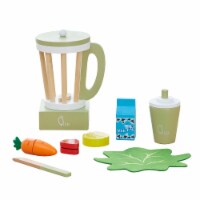Teamson Kids Little Chef 13 piece. Wooden Play Kitchen Blender Accessory Set, Natural/Green