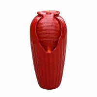 Teamson Home Outdoor Vase Water Fountain w/ LED Lights Garden Patio Décor Red