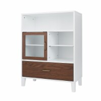 Elegant Home Fashions Wooden Bathroom Floor Storage Cabinet Space Saver Organizer, Walnut
