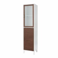 Teamson Home Wooden Bathroom Tall Linen Tower Storage Cabinet Space Saver, Brown