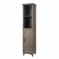 Elegant Home Fashions Wooden Bathroom Linen Tower Storage Cabinet Space Saver Organizer, Oak