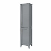 Elegant Home Fashions Wooden Bathroom Linen Tower Storage Cabinet Space Saver Organizer, Gray