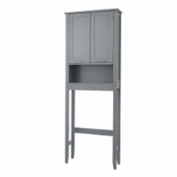 Elegant Home Fashions Wooden Over the Toilet Storage Cabinet Space Saver Organizer, Gray