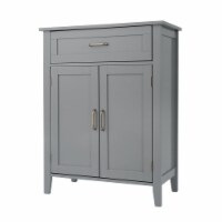 Elegant Home Fashions Wooden Bathroom Floor Freestanding Storage Cabinet Space Saver, Gray