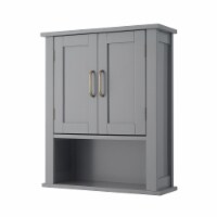 Elegant Home Fashions Wooden Bathroom Wall Mount Storage Cabinet Space Saver Organizer, Gray