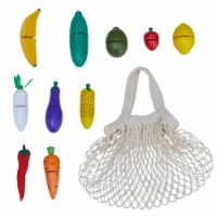 Teamson Kids Little Chef 21 pcs. Wooden Play Kitchen Shopping Bag Set w/ Pretend Fruits & Veg