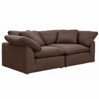 Slipcover for 2 Piece Modular Large Loveseat| Sectional Sofa Cover| Performance Fabric| Brown