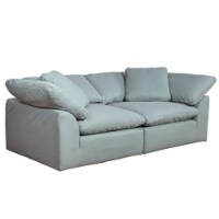 2 Piece 88 Wide Slipcovered Modular Sectional Sofa | Large Loveseat | Ocean Blue