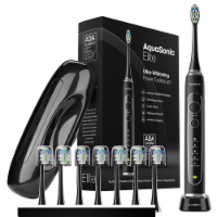 AquaSonic Elite - Advanced Ultra Whitening Rechargeable Toothbrush Set - Black
