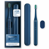 Aquasonic Icon: Rechargeable Toothbrush with Magnetic Holder and Travel Case - Navy