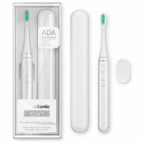 Aquasonic Icon: Rechargeable Toothbrush with Magnetic Holder and Travel Case - White