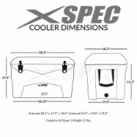 Xspec 45 Quart Towable Roto Molded Ice Chest Outdoor Cooler with Wheels, Sand