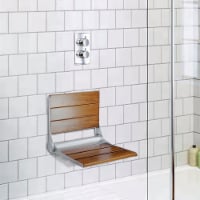 Home Aesthetics 18  ADA Compliant Folding Teak Wood Shower Bench Seat Medical Wall Mount