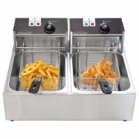 PartyHut 12 Liter Stainless Steel Dual Tank Commercial Countertop Deep Fryer Machine 110v