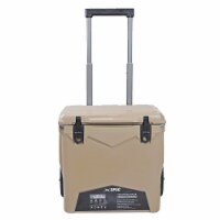 Xspec 45 Quart Towable Roto Molded Ice Chest Outdoor Cooler with Wheels, Sand